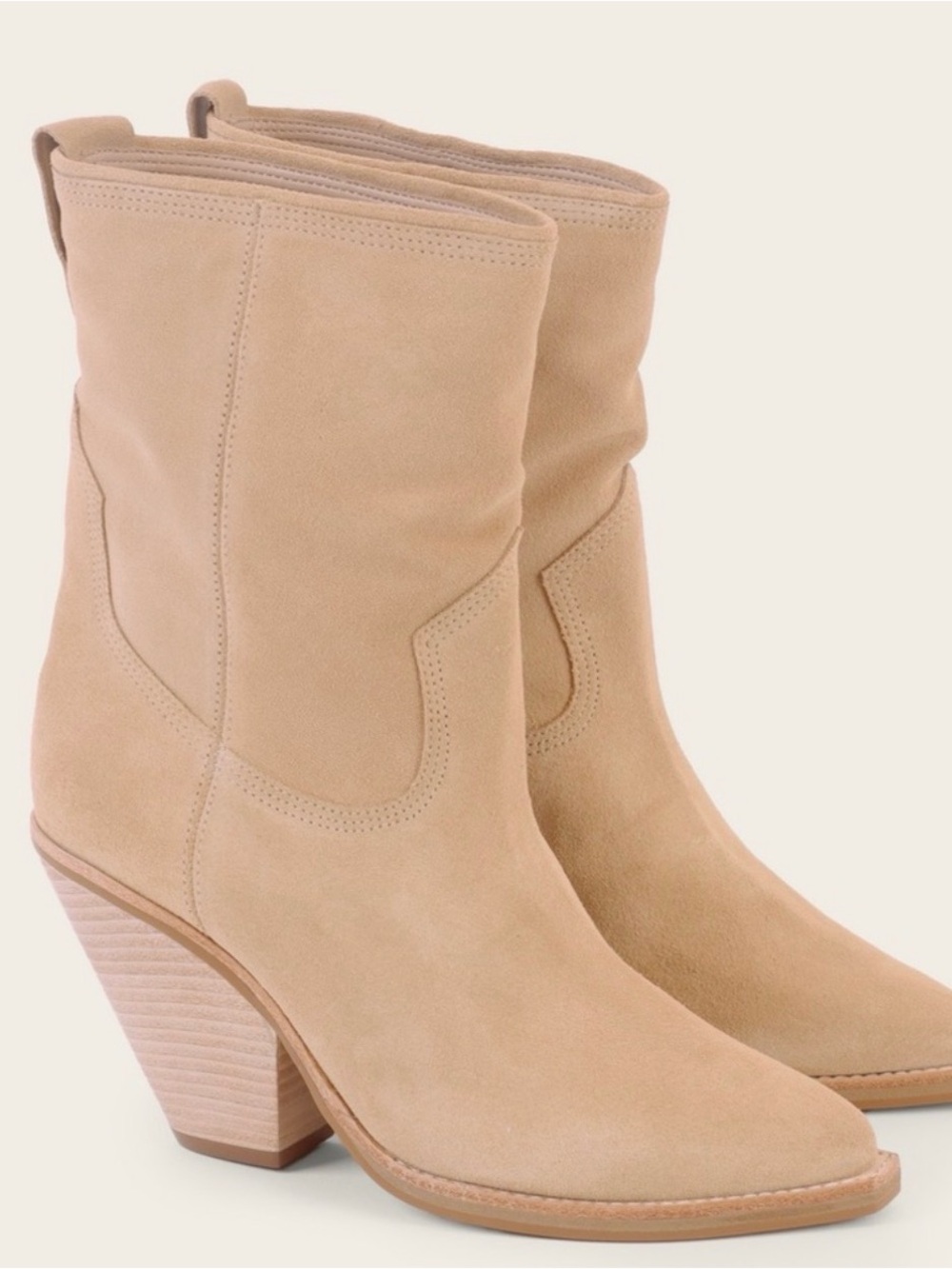 Kaanas Suede Western Mid-Calf Boots in Nutmeg